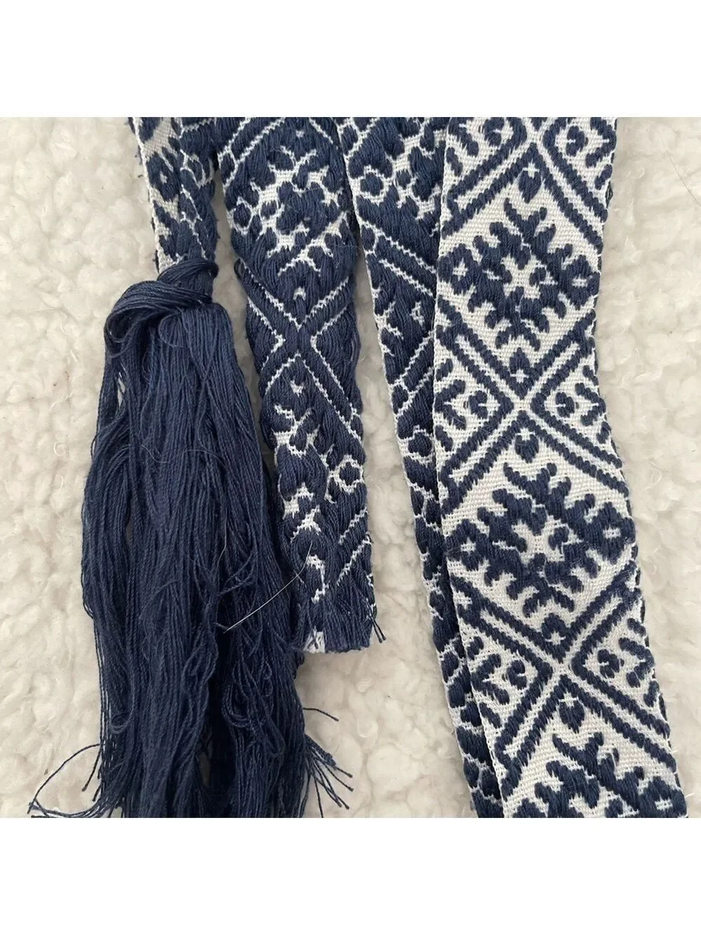 Navy and White Patterned Women's Belt